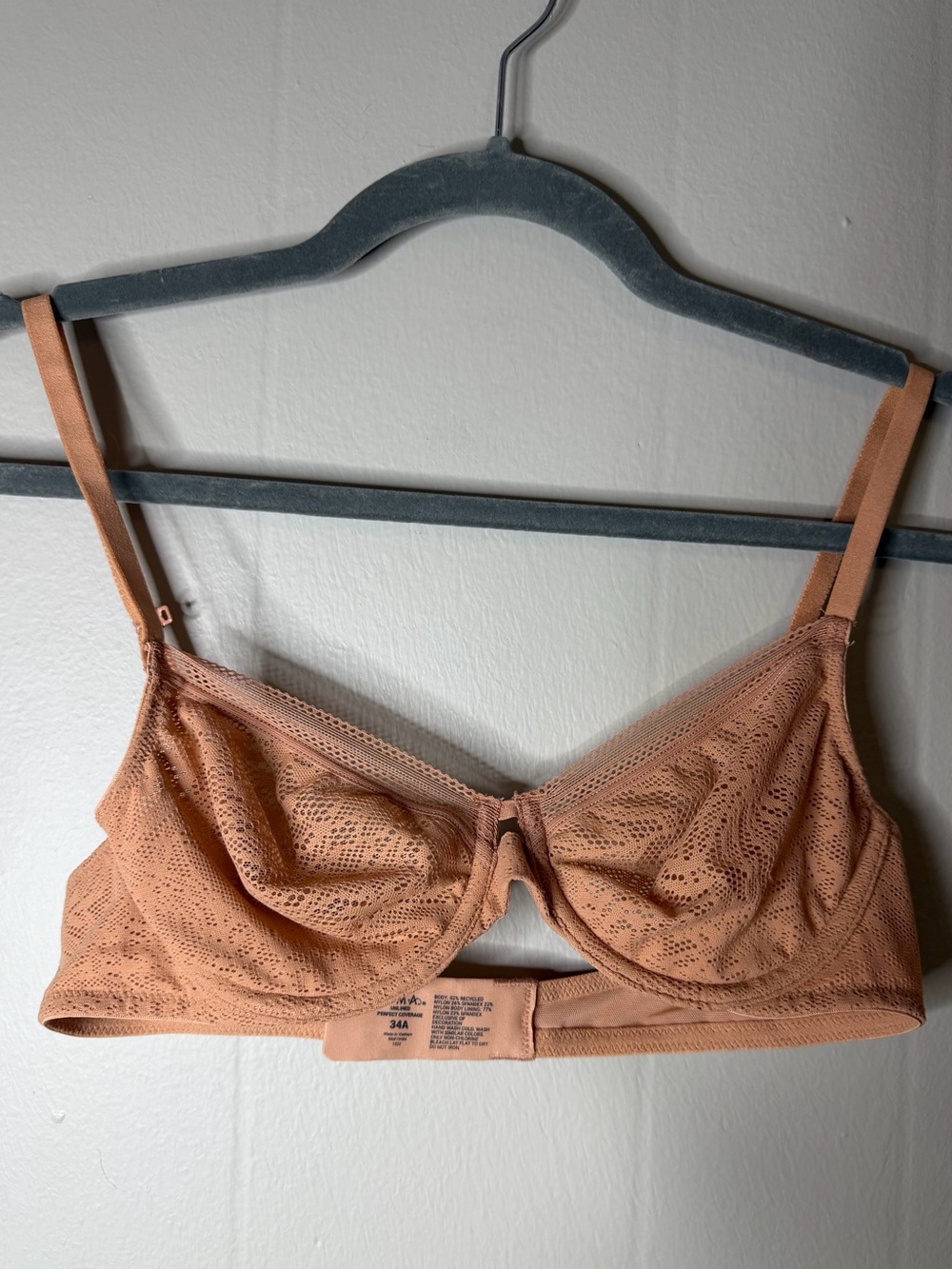 Soma Women's Unlined Perfect Coverage Lace Underwire Bra SZ 34A